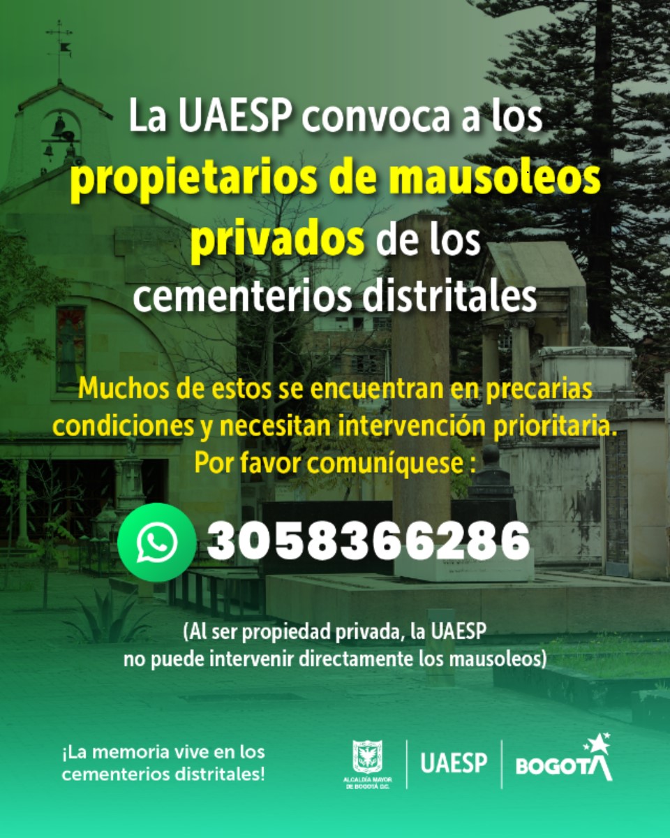 Aviso para buscar a los propietarios de mausoleos privados