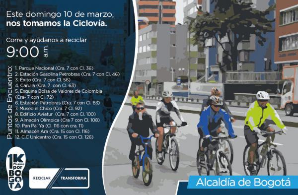 Corre, recoge y recicla. ¡Te esperamos este 10 de marzo en la ciclovía!