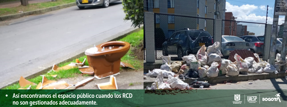 Así encontramos el espacio público cuando los RCD no son gestionados adecuadamente.