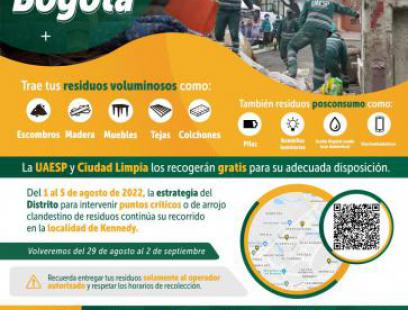 Juntos Cuidamos Bogotá Ecopuntos semanas del 1 al 5 de agosto Kennedy