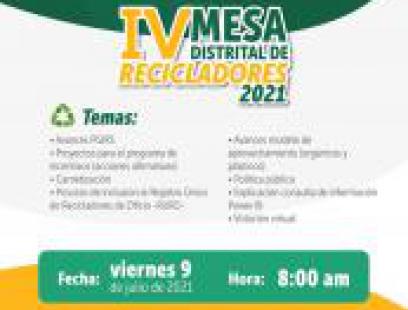 IV Mesa Distrital de Recicladores 2021