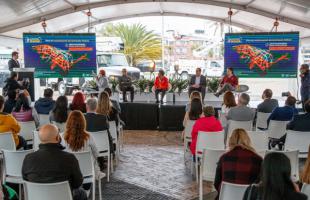 Lanzamiento del plan de modernización de alumbrado público con Claudia López Alcaldesa de Bogotá, Aníbal Fernández Secretario de Seguridad, Luz Amanda Camacho Directora de la UAESP y Lucio Rubio Gerente General Enel Colombia.