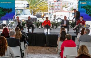 Lanzamiento del plan de modernización de alumbrado público con Claudia López Alcaldesa de Bogotá, Aníbal Fernández Secretario de Seguridad, Luz Amanda Camacho Directora de la UAESP y Lucio Rubio Gerente General Enel Colombia.